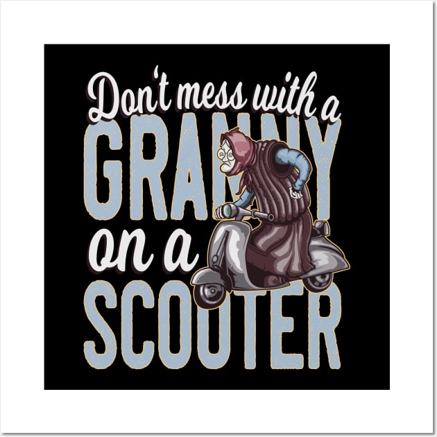 Funny Granny on a Scooter Wall Art by Foxxy Merch